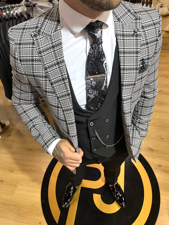 Denzel - Black/White 3 Piece Suit