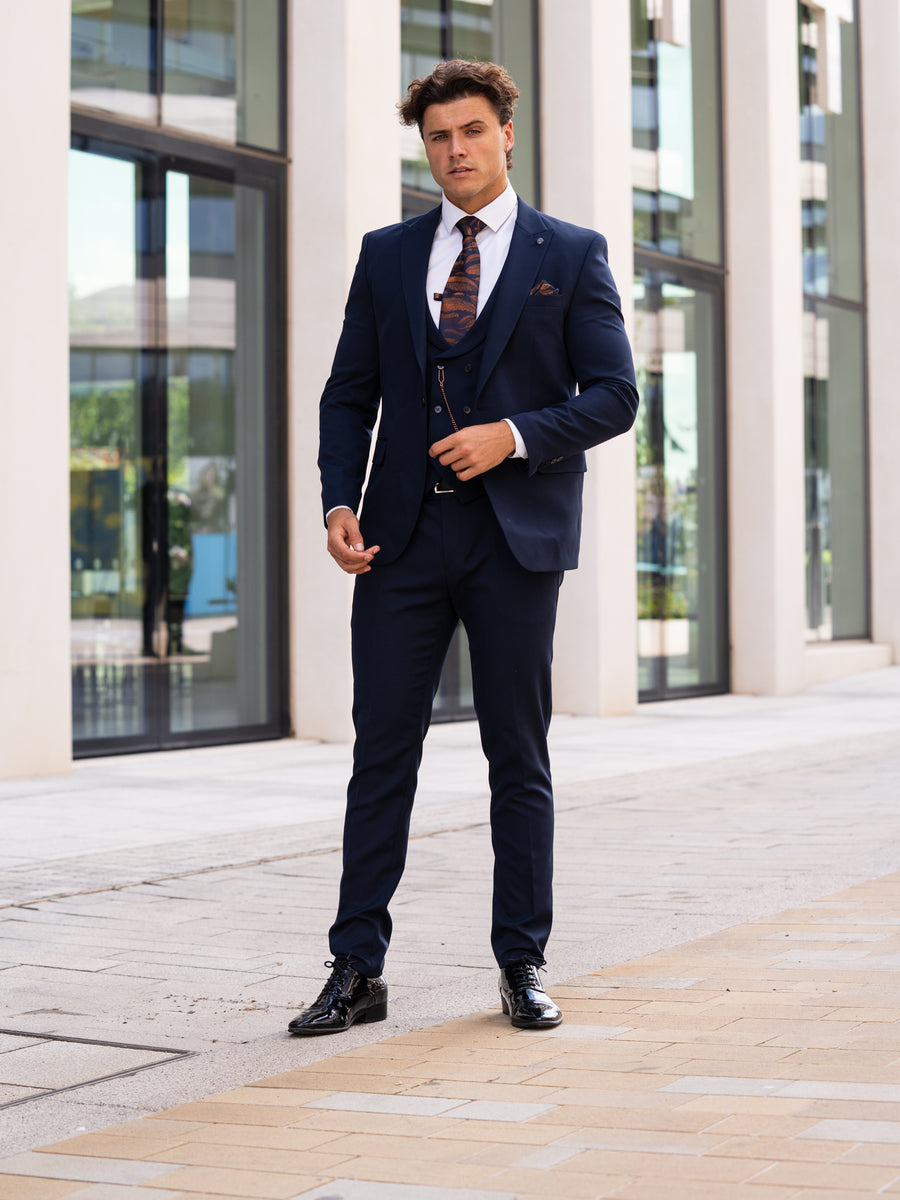 V2 Essential Navy 3 Piece Suit – Pal Joey