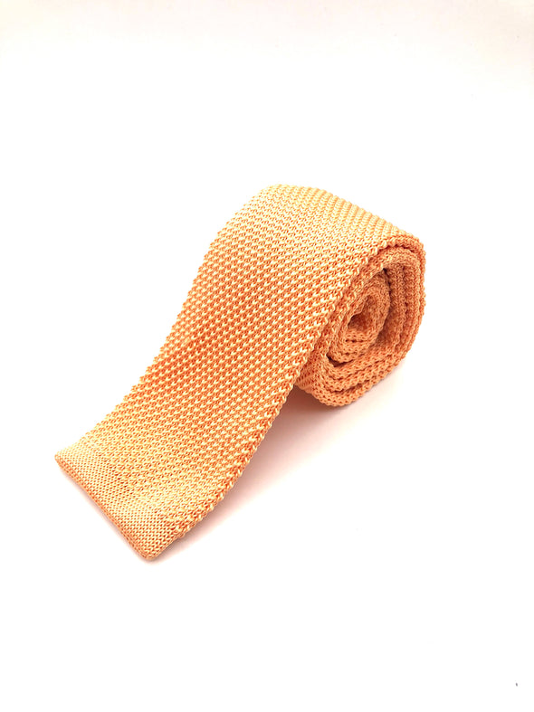 Knitted Flat Edge Tie - Orange