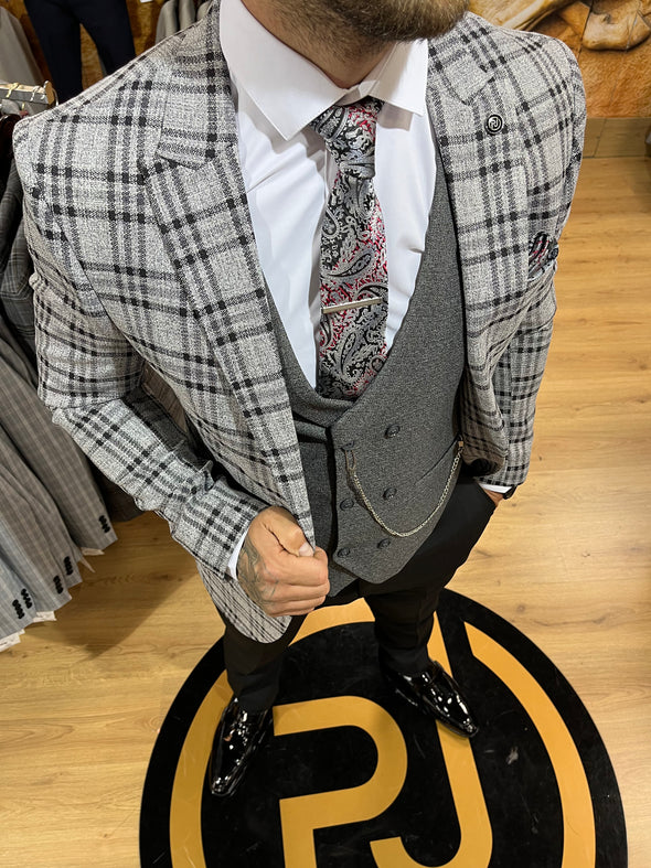 Moore - Grey/Black 3 Piece Suit