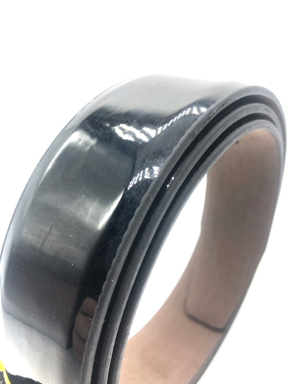Faux Patent Leather Belt - Black
