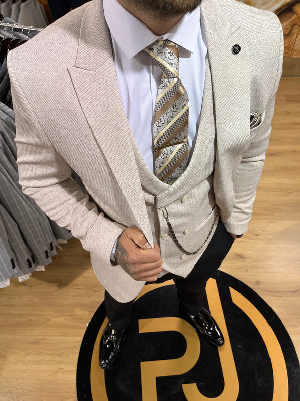 Hurst - Cream 3 Piece Suit