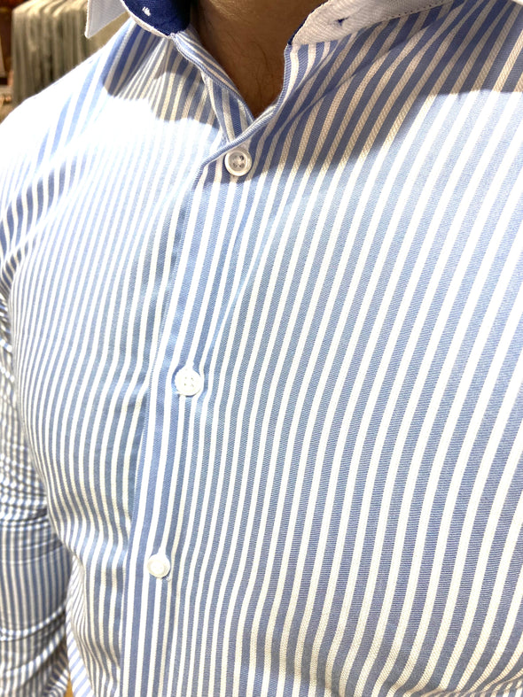 0865 Baby Blue & White L/S Shirt