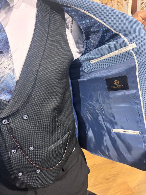 Tonali - Blue/Black 3 Piece Suit