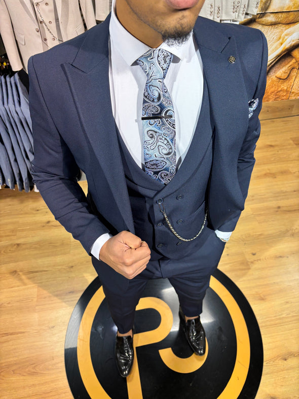 V2 Essential Navy 3 Piece Suit