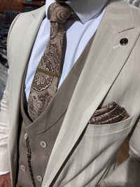 Elanga - Beige/Brown 3 Piece Suit