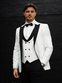 Belmont - White/Black Tuxedo & Bow Tie