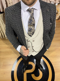 Dobey - Black/Light Beige 3 Piece Suit