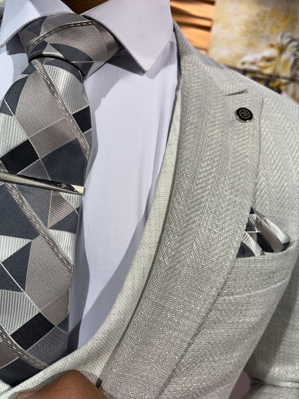 Cosmopolitan - Light Grey/Stone 3 Piece Suit