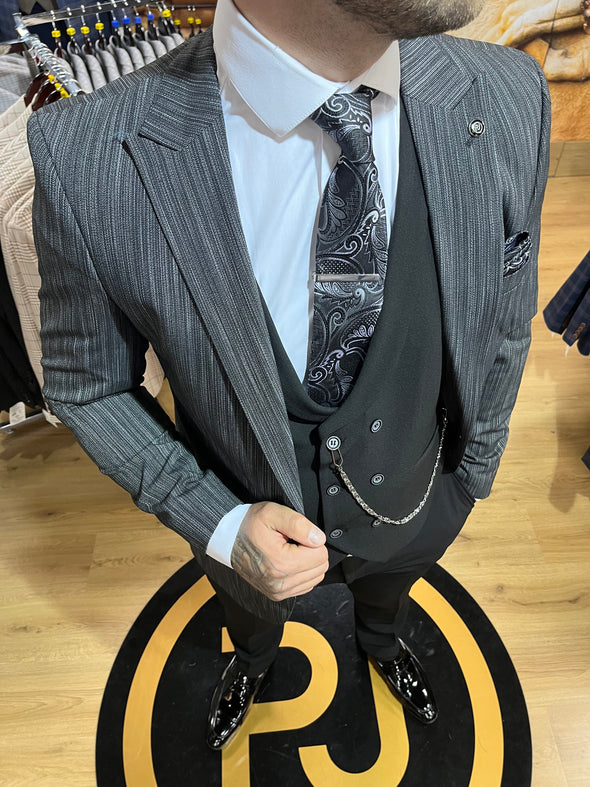 Hardy - Black/Grey 3 Piece Suit