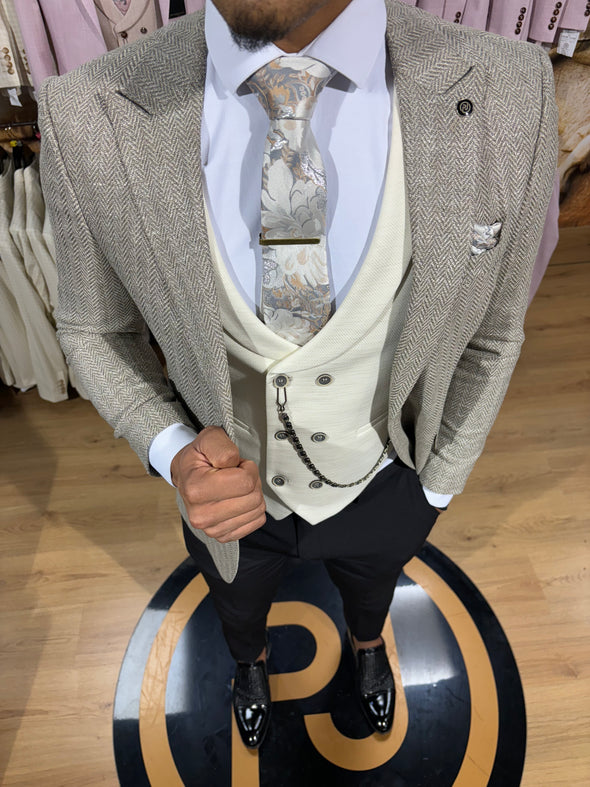 Americano - Beige/Cream 3 Piece Suit