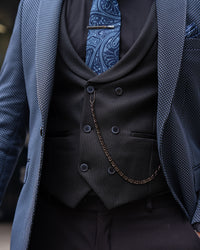 Azriel - Blue/Black 3 Piece Suit
