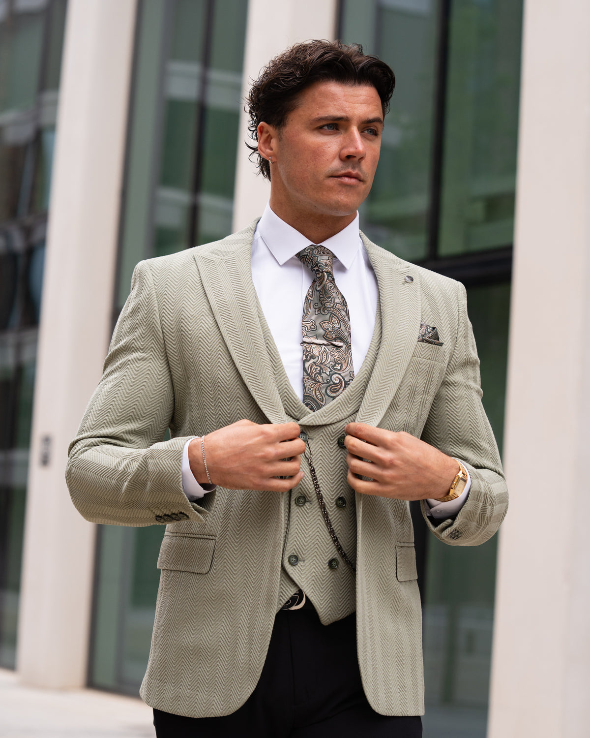 Del Prado - Pistachio Green 3 Piece Suit