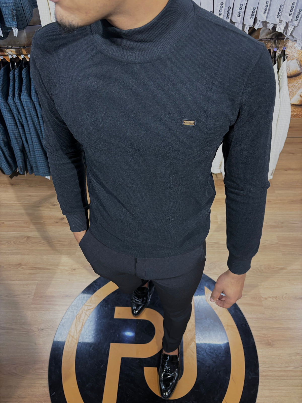 Mock Turtle Neck Jumper - Black