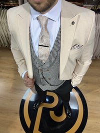 Taylor - Cream/Black 3 Piece Suit
