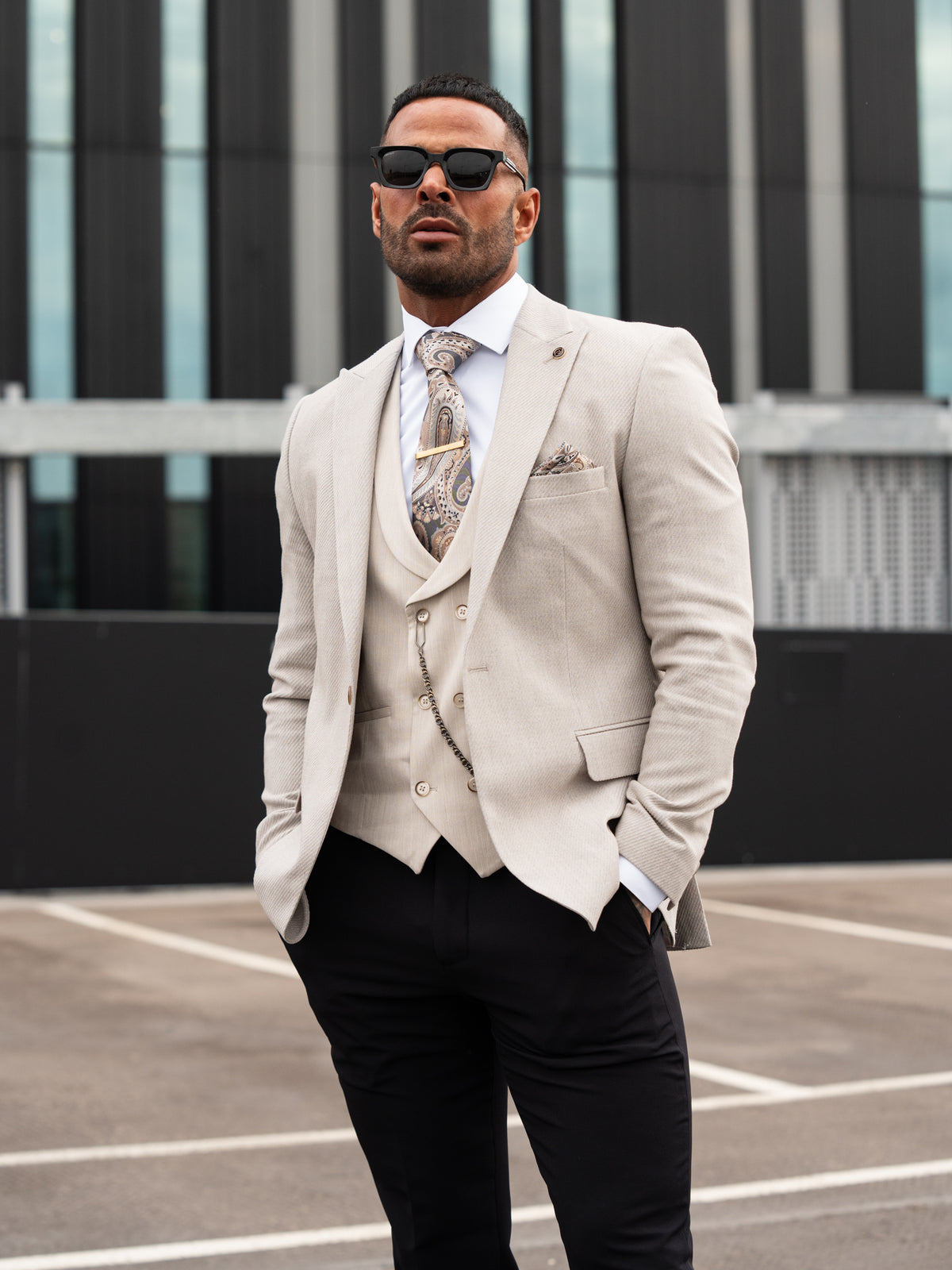 Ashbourne - Grey/Beige 3 Piece Suit