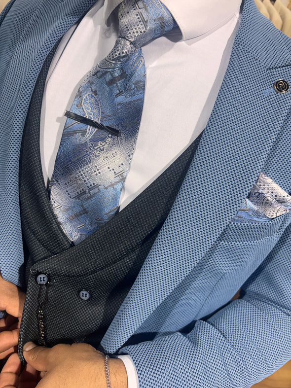 Tonali - Blue/Black 3 Piece Suit