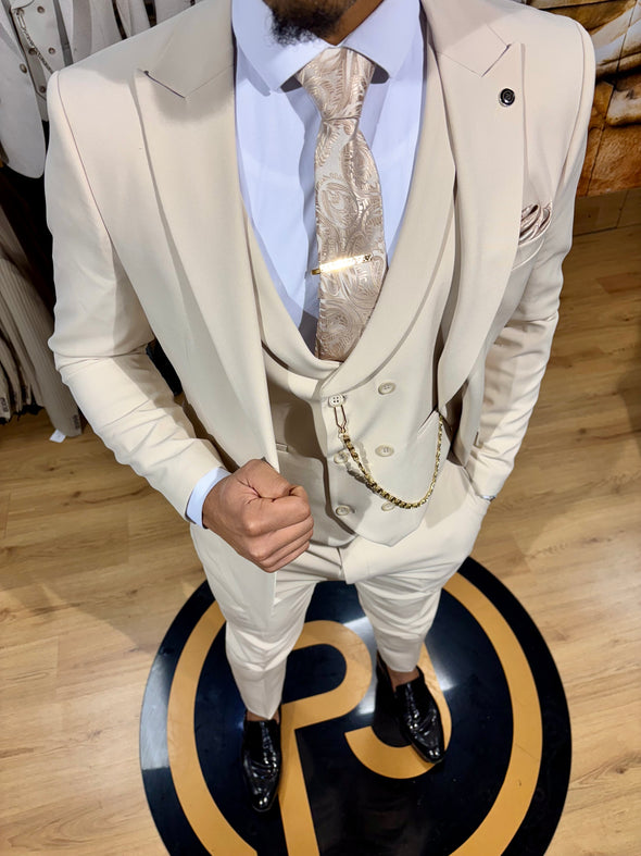 V2 Essential Cream 3 Piece Suit