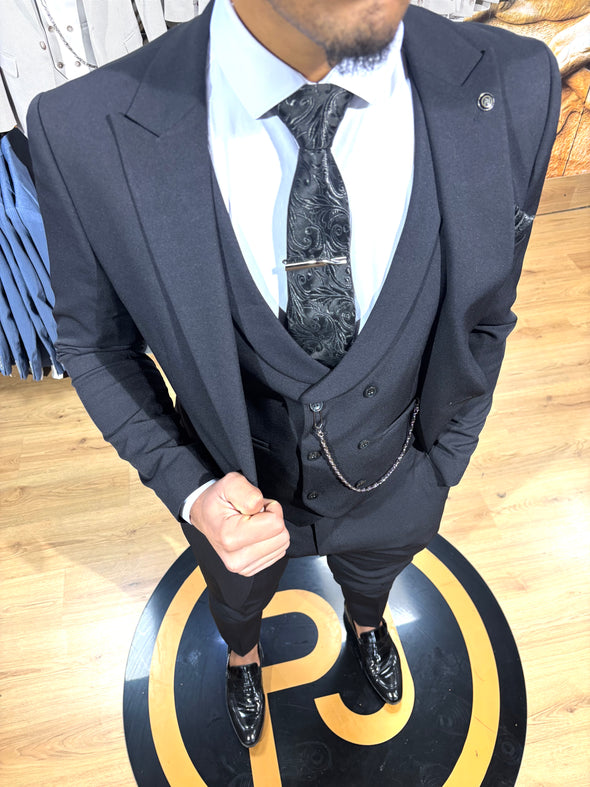 V2 Essential Black 3 Piece Suit