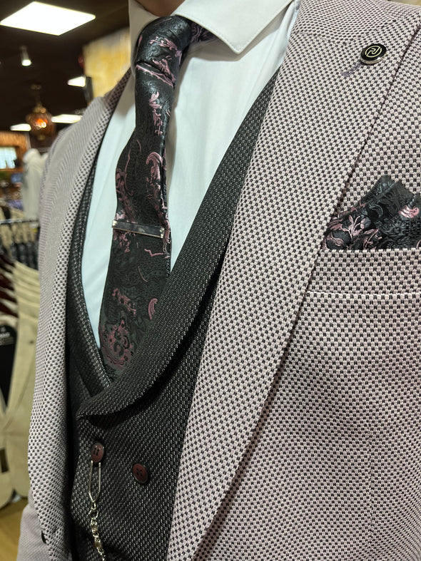 Tatum - Pink/Black 3 Piece Suit