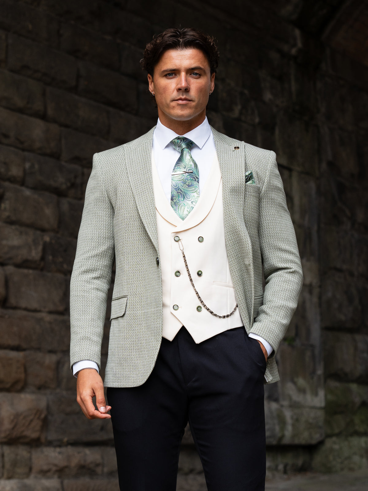 Dorado - Moss Green/Cream 3 Piece Suit