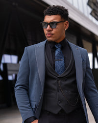 Azriel - Blue/Black 3 Piece Suit