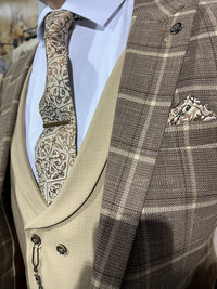 Clayton - Brown/Cream 3 Piece Suit