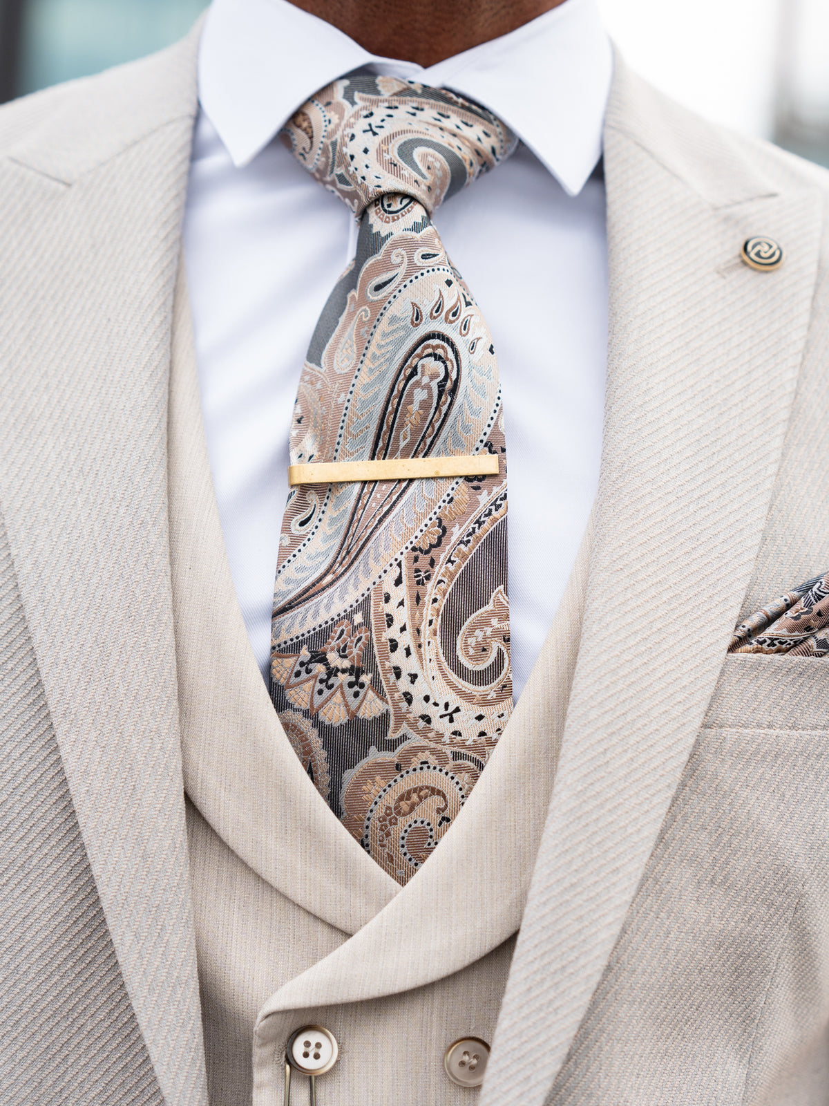 Ashbourne - Grey/Beige 3 Piece Suit