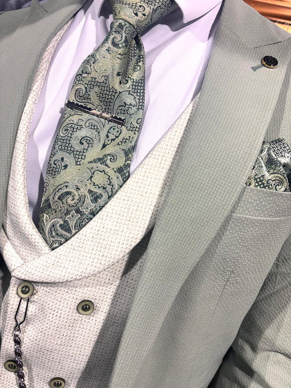 Linton - Mint Green/Light Grey 3 Piece Suit