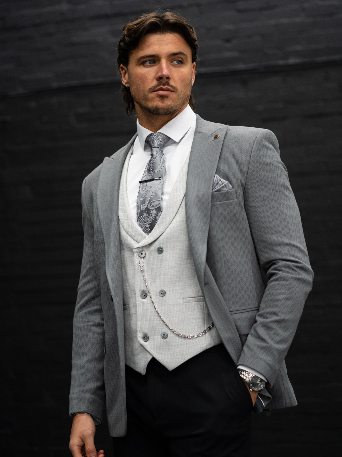 Davron - Anthracite Grey/Light Grey 3 Piece Suit
