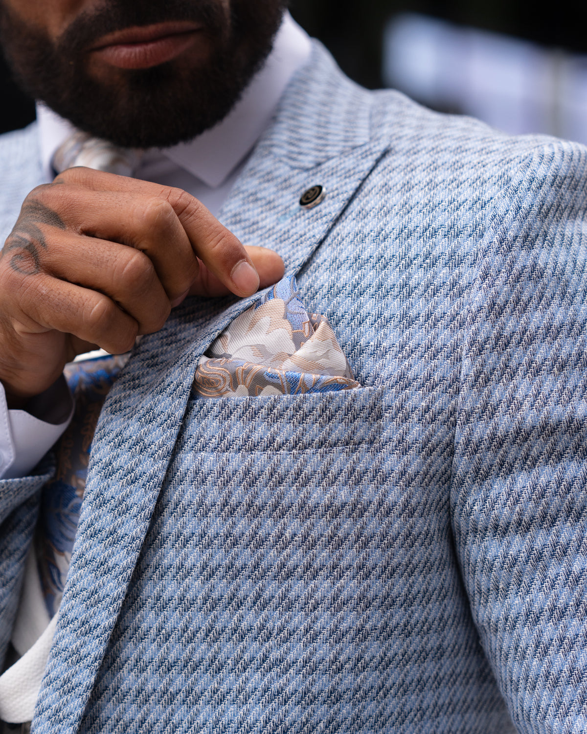 Riorson - Baby Blue/Cream 3 Piece Suit