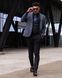 Azriel - Blue/Black 3 Piece Suit