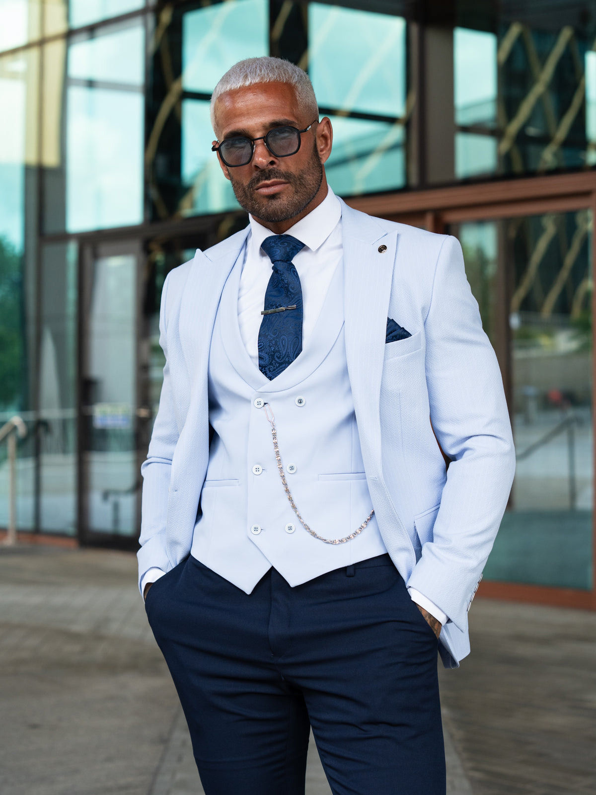 Moralis - Baby Blue 3 Piece Suit