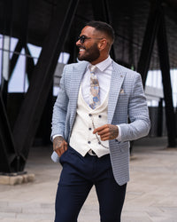 Riorson - Baby Blue/Cream 3 Piece Suit