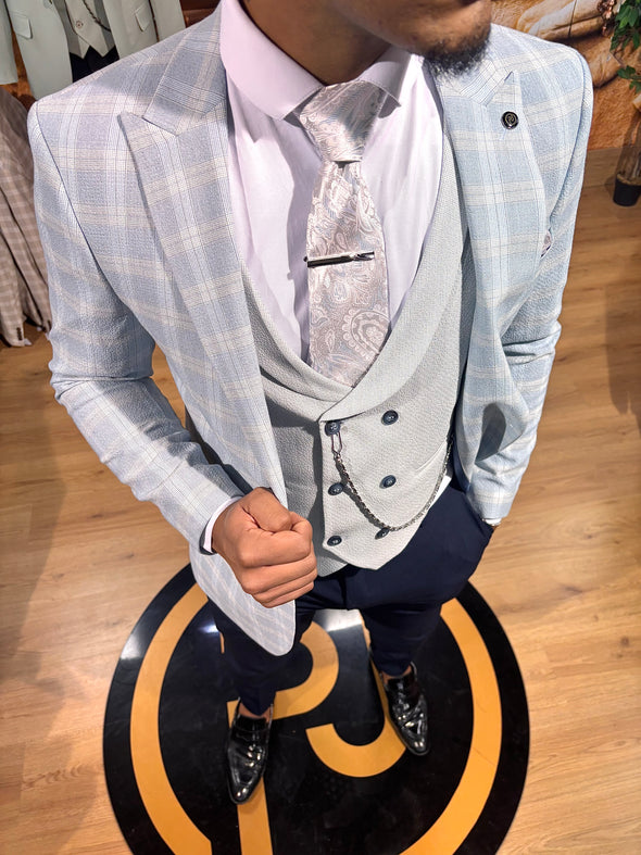 Santo - Sky Blue 3 Piece Suit