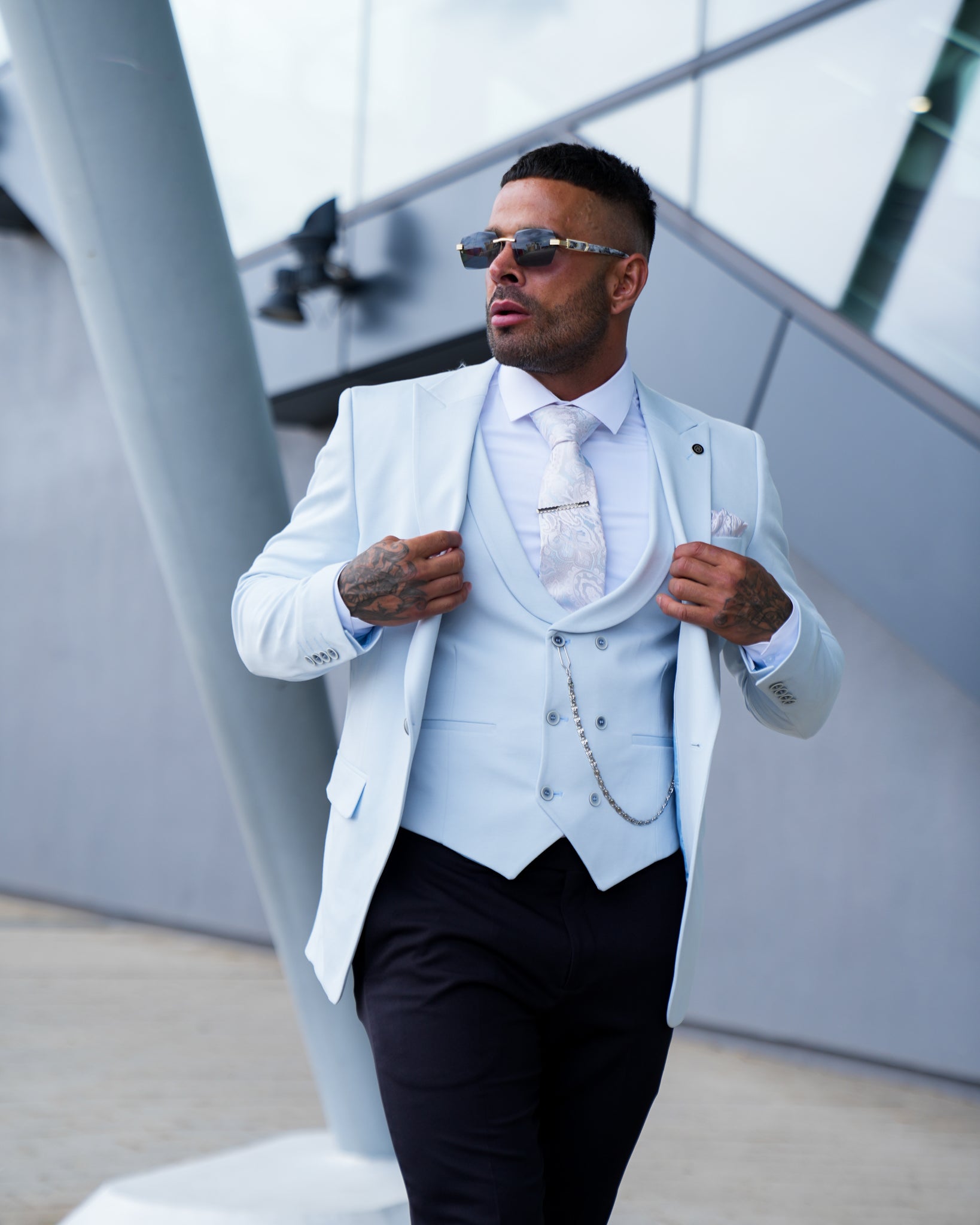 Florence Ice Blue Piece Suit - Main Image