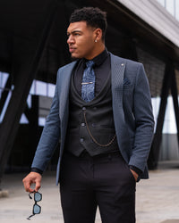 Azriel - Blue/Black 3 Piece Suit