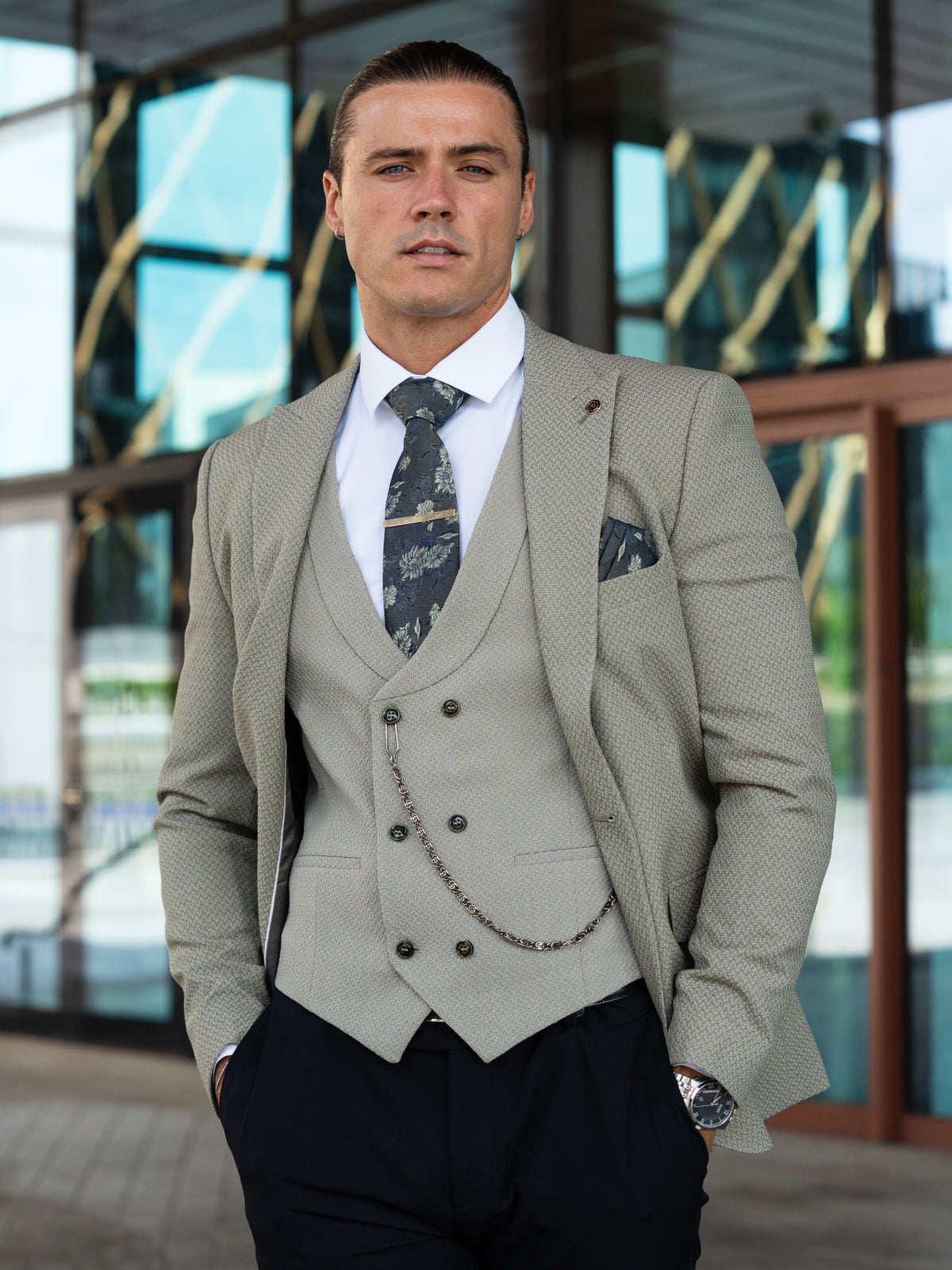 Osborne - Khaki 3 Piece Suit
