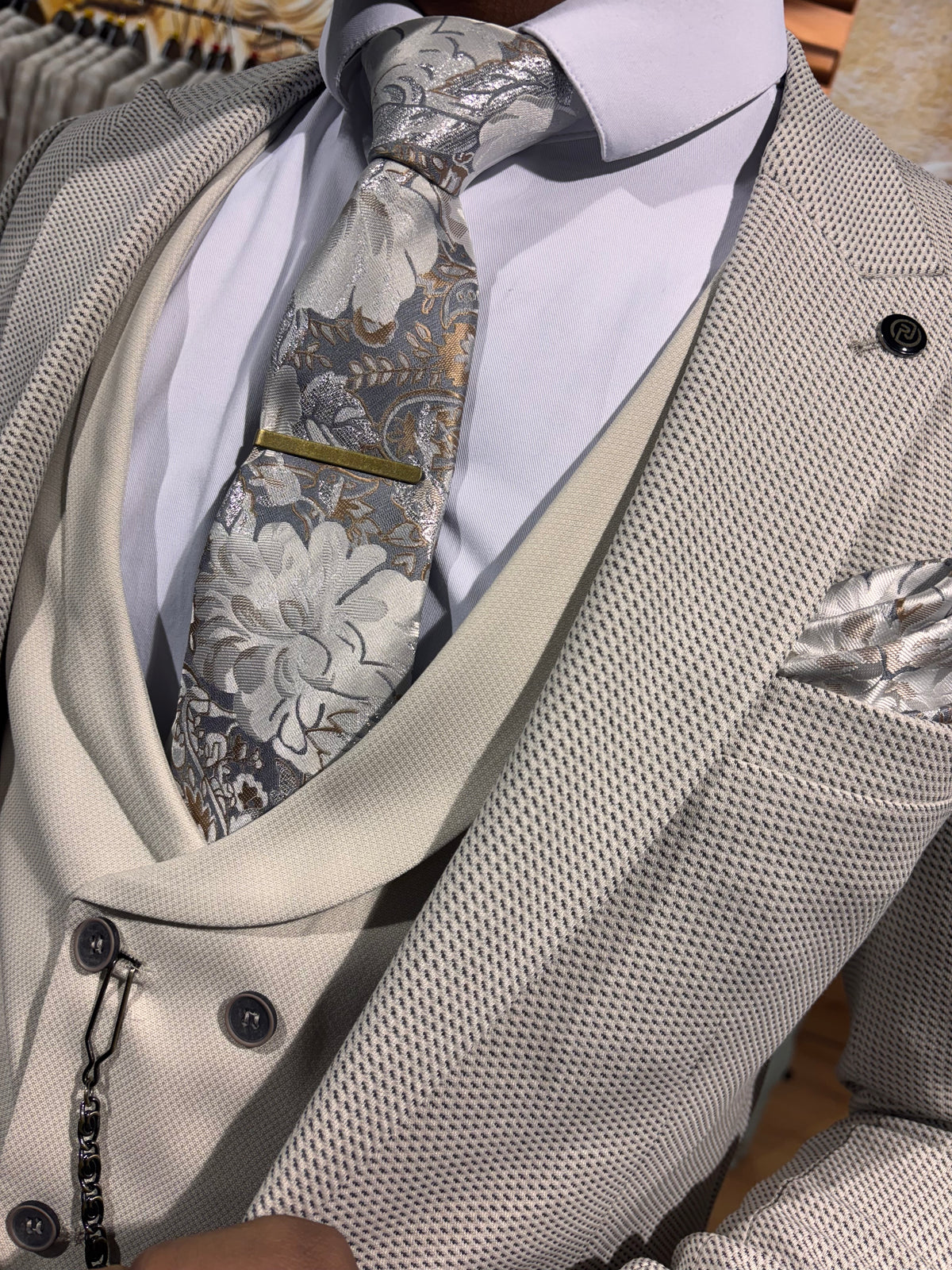 Marius - Stone 3 Piece Suit