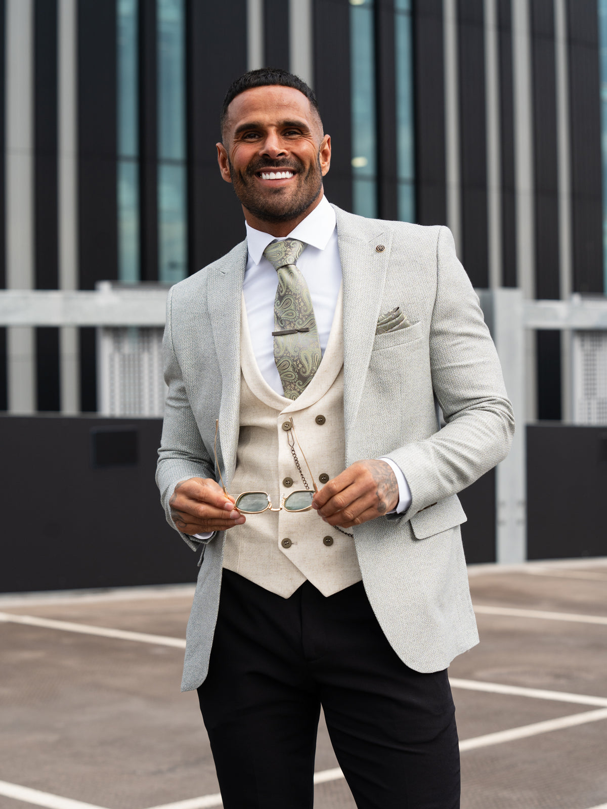 Xander - Green/Cream 3 Piece Suit