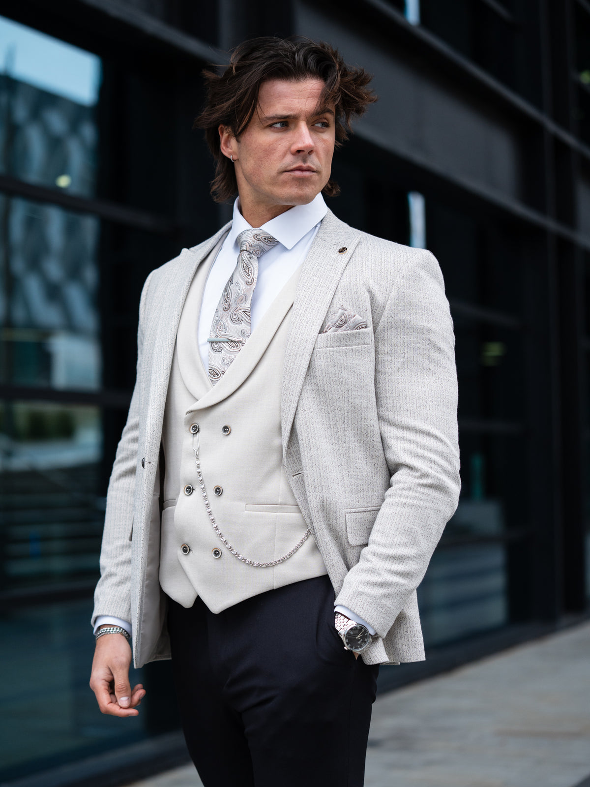 Castillo - Light Stone 3 Piece Suit