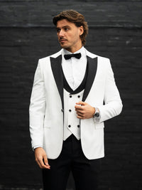 Belmont - White/Black Tuxedo & Bow Tie