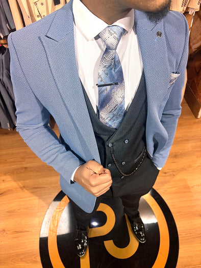 Tonali - Blue/Black 3 Piece Suit