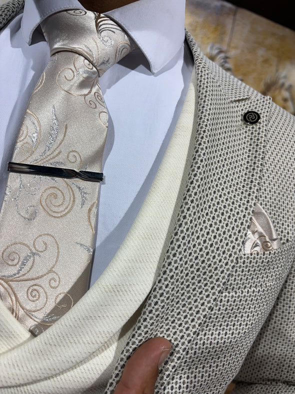 Martini - Cream/Grey/Beige 3 Piece Suit