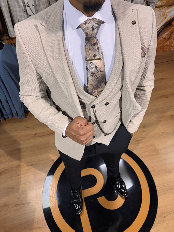 Zelkova - Beige 3 Piece Suit