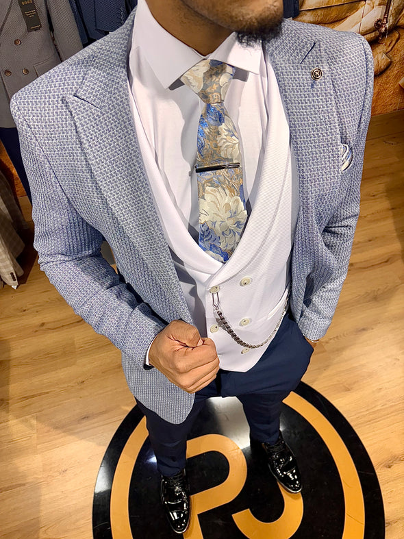 Pegasi - Pale Blue/White 3 Piece Suit