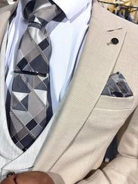 Bronx - Cream/Grey 3 Piece Suit