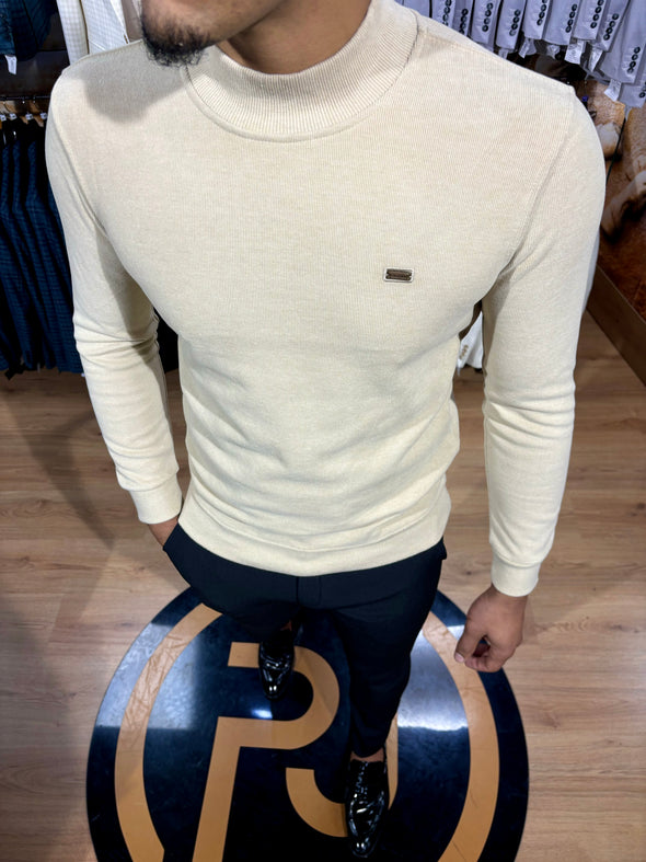 Mock Turtle Neck Jumper - Cream