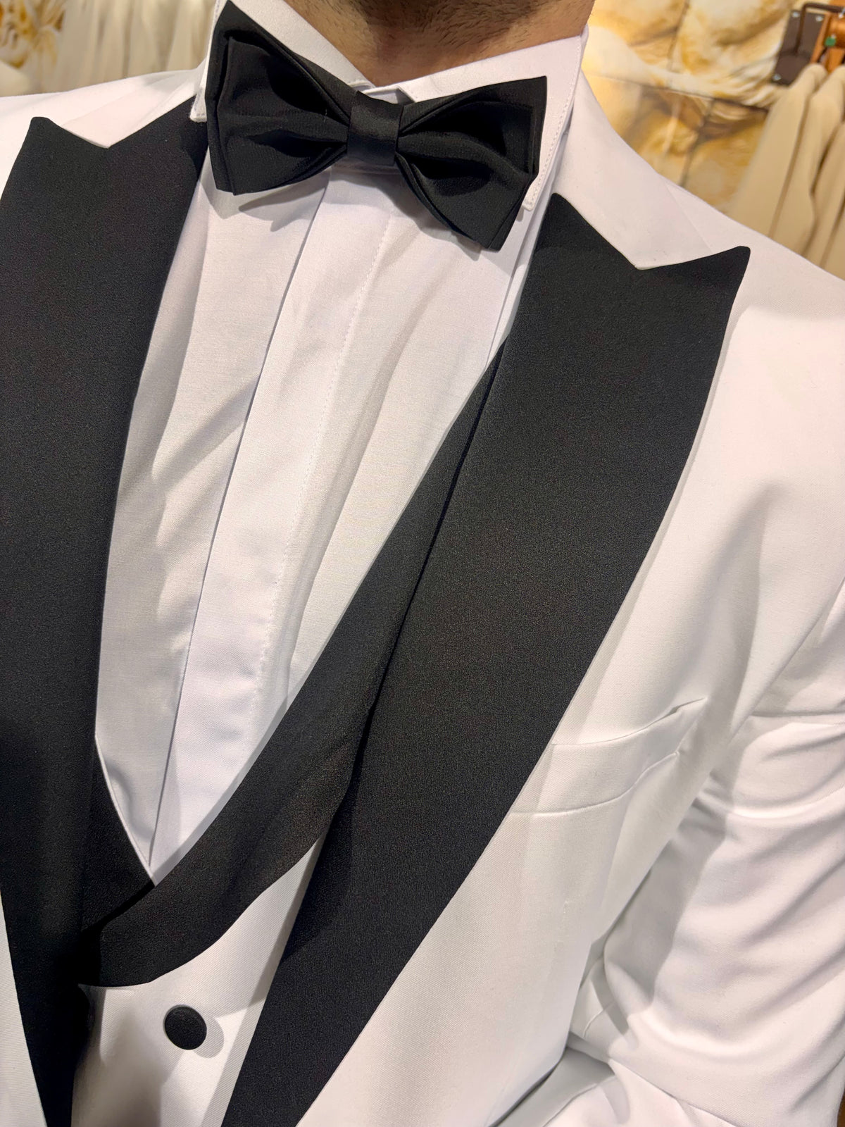 Belmont - White/Black Tuxedo & Bow Tie