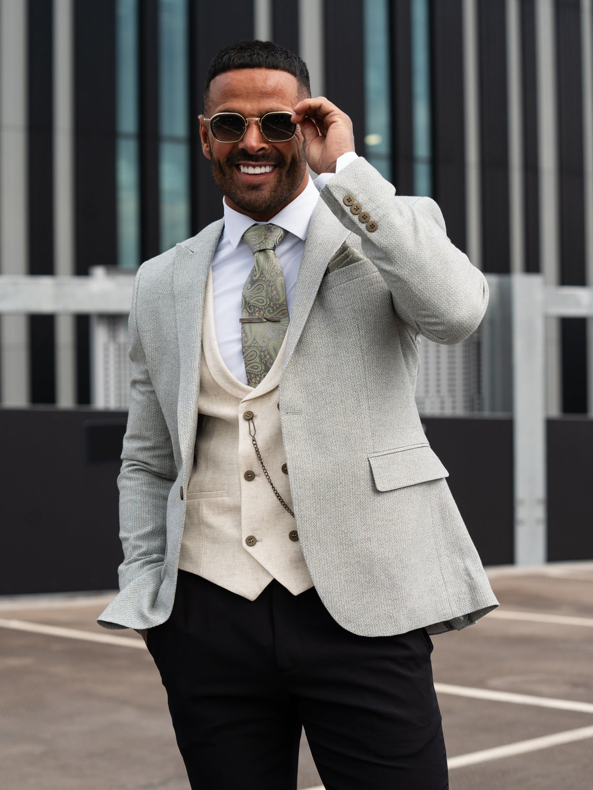 Xander - Green/Cream 3 Piece Suit